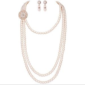 1920’s Rose Gold and Pearl Necklace/Earrings